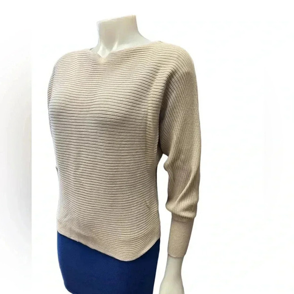 ONLY Knit Cream Tan Ribbed  Ling Sleeve Sweater Size Medium - Picture 2 of 11